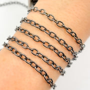 Black Rhodium Sterling Silver Black Rhodium Cable Chain